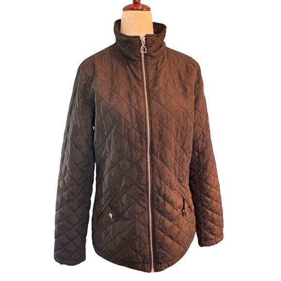 LRL Ralph Lauren Equestrian Lining Quilted Black Jacket Double Vent Small - Picture 2 of 12